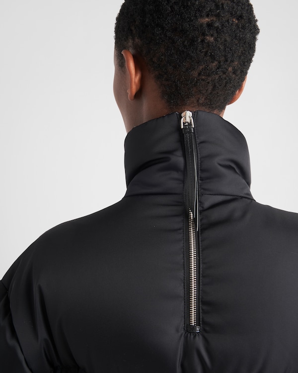 Re-Nylon Gabardine hooded down coat - Black Re-Nylon Gabardine hooded down coat - Black