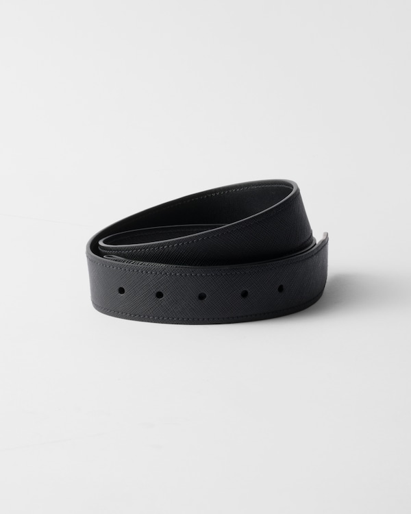 Saffiano leather belt strap - Black Saffiano leather belt strap - Black