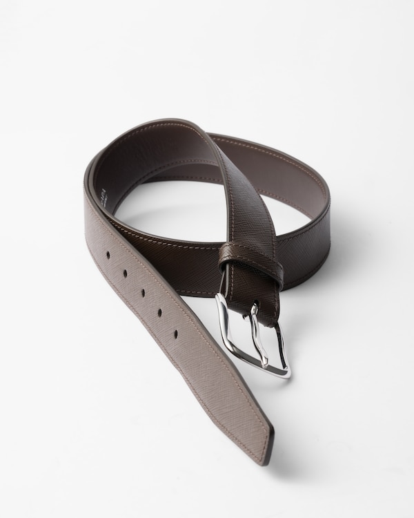 Saffiano leather belt strap - Coffee Saffiano leather belt strap - Coffee
