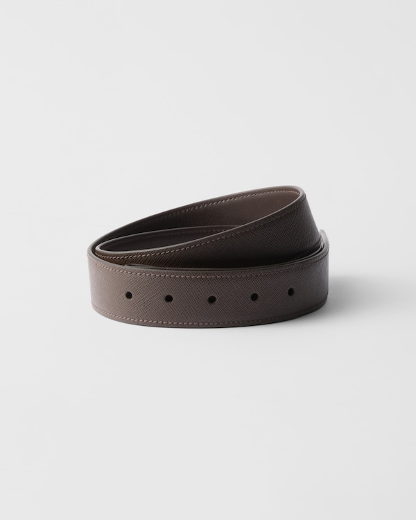 Saffiano leather belt strap - Coffee Saffiano leather belt strap - Coffee