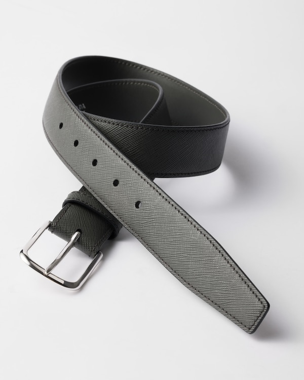 Saffiano leather belt strap - Anthracite Gray Saffiano leather belt strap - Anthracite Gray