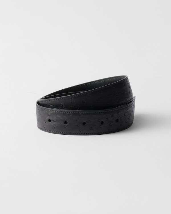 Ostrich leather belt strap - Black Ostrich leather belt strap - Black