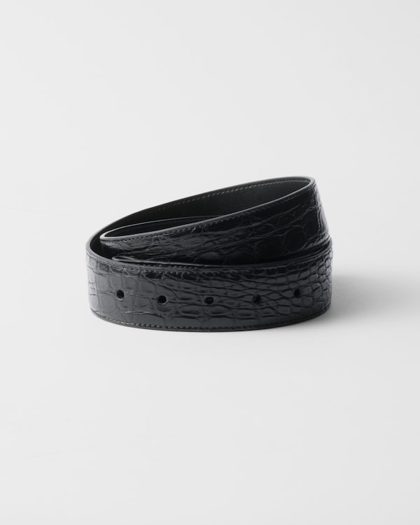 Crocodile leather belt strap - Black Crocodile leather belt strap - Black