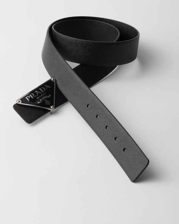 Reversible Saffiano leather belt strap - Black Reversible Saffiano leather belt strap - Black