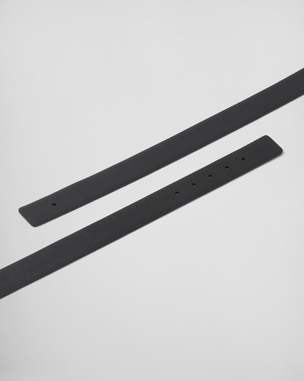 Reversible Saffiano leather belt strap - Black Reversible Saffiano leather belt strap - Black