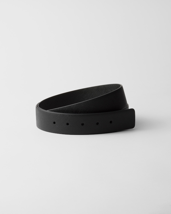 Reversible Saffiano leather belt strap - Black Reversible Saffiano leather belt strap - Black