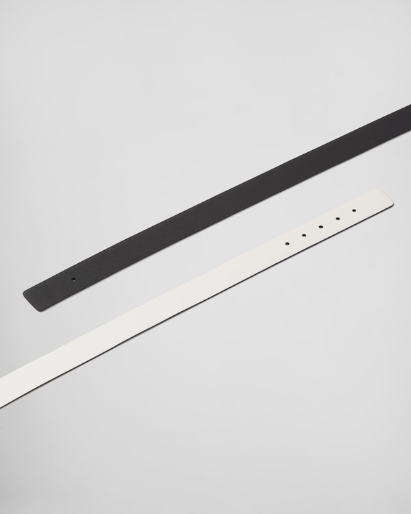Reversible Saffiano leather belt strap - White/Black Reversible Saffiano leather belt strap - White/Black