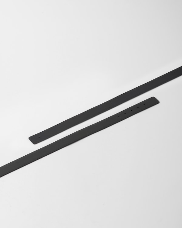Reversible Saffiano leather belt strap - Anthracite Gray/Black Reversible Saffiano leather belt strap - Anthracite Gray/Black
