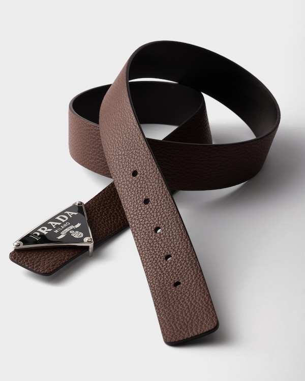 Leather belt strap - Rust/Black Leather belt strap - Rust/Black
