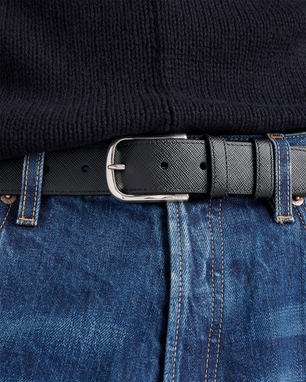 Saffiano leather belt - Black Saffiano leather belt - Black