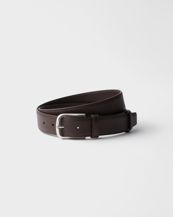 Saffiano leather belt - Coffee Saffiano leather belt - Coffee