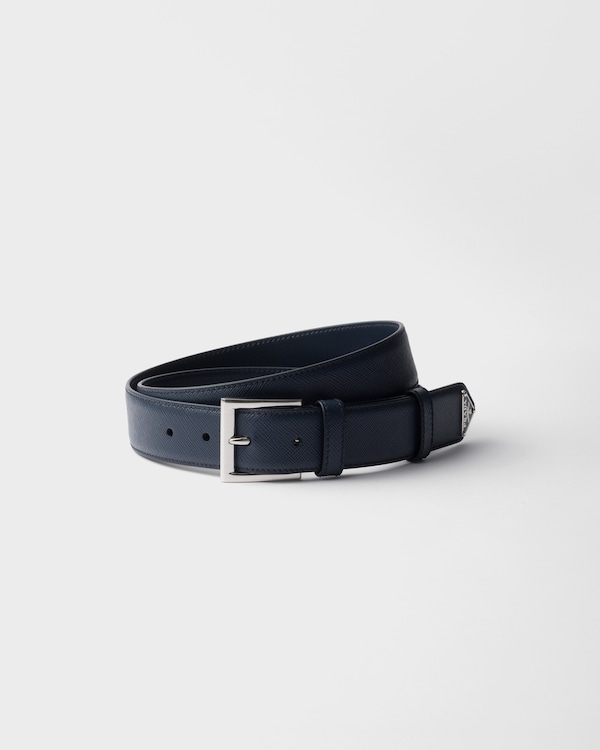 Saffiano leather belt - Baltic Blue Saffiano leather belt - Baltic Blue