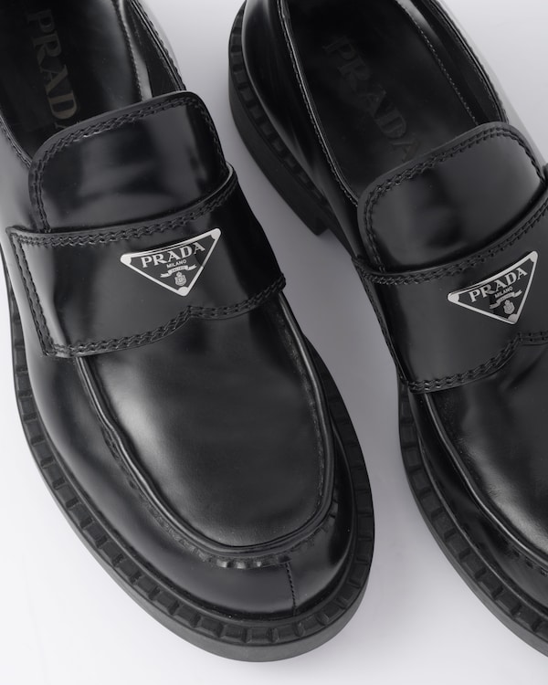 Chocolate brushed leather loafers - Black Chocolate brushed leather loafers - Black