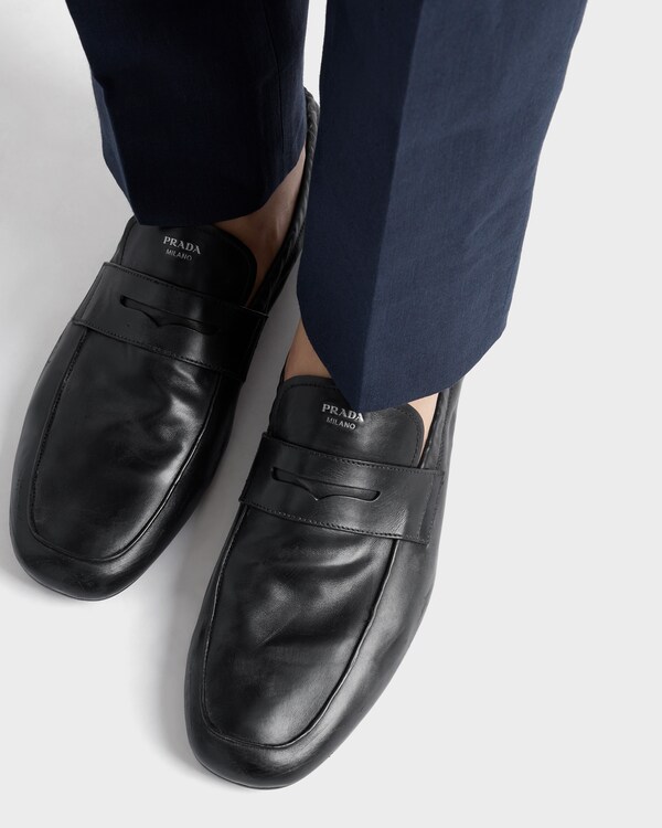 Shuffle antiqued leather loafers - Black Shuffle antiqued leather loafers - Black