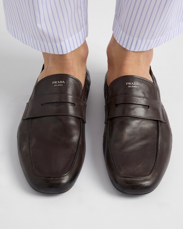 Shuffle antiqued leather loafers - Dark Brown Shuffle antiqued leather loafers - Dark Brown
