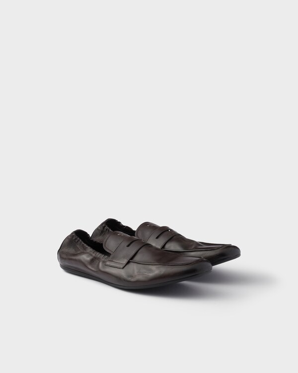 Shuffle antiqued leather loafers - Dark Brown Shuffle antiqued leather loafers - Dark Brown