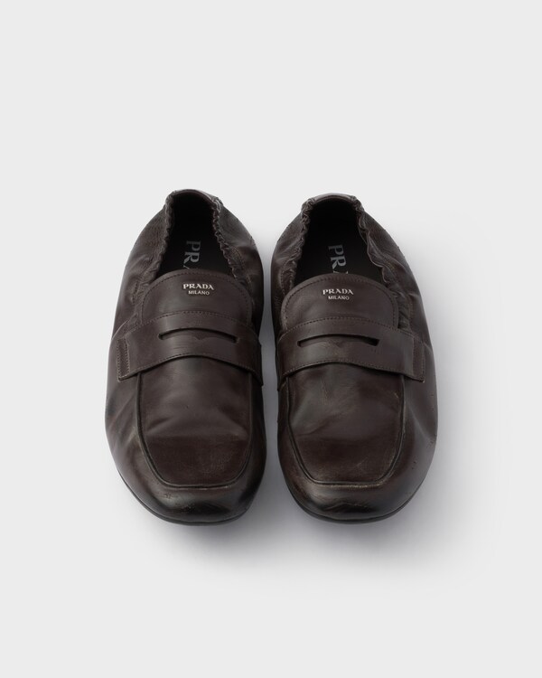 Shuffle antiqued leather loafers - Dark Brown Shuffle antiqued leather loafers - Dark Brown