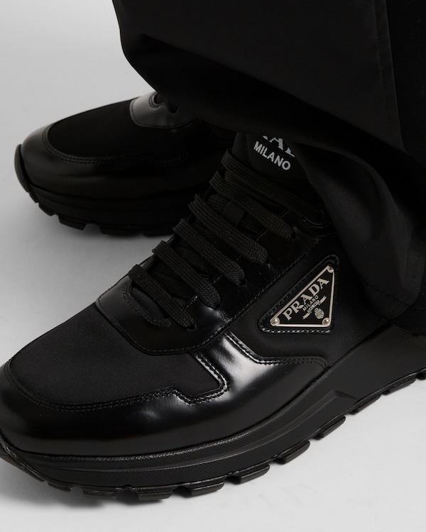 Prax 01 Re-Nylon and brushed leather sneakers - Black Prax 01 Re-Nylon and brushed leather sneakers - Black