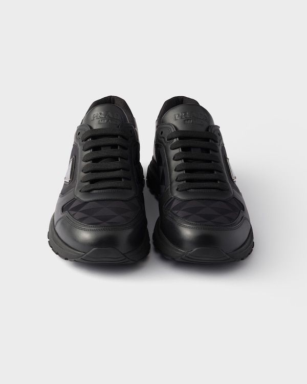 Prax 2.0 Re-Nylon与皮革运动鞋 - 黑色 Prax 2.0 Re-Nylon与皮革运动鞋 - 黑色