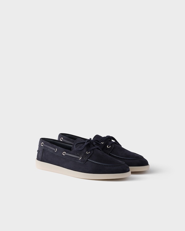 Suede boat shoes with laces - Navy Suede boat shoes with laces - Navy