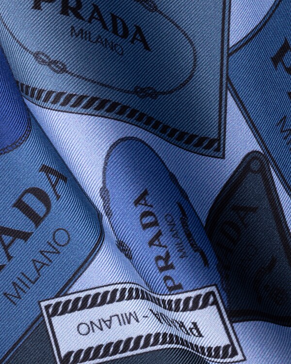 Printed twill scarf 55 - Navy Printed twill scarf 55 - Navy