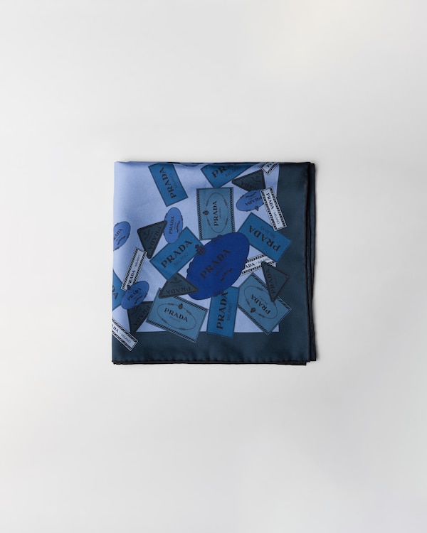 Printed twill scarf 55 - Navy Printed twill scarf 55 - Navy