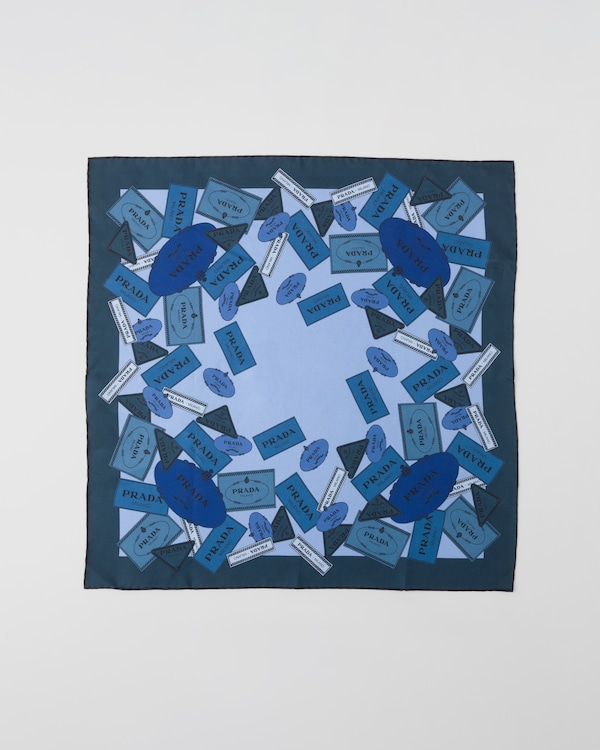 Printed twill scarf 55 - Navy Printed twill scarf 55 - Navy