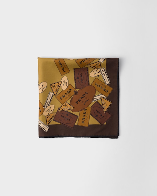 Printed twill scarf 55 - Ebony Printed twill scarf 55 - Ebony