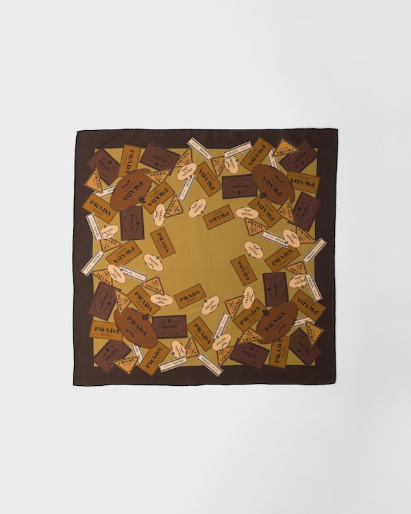 Printed twill scarf 55 - Ebony Printed twill scarf 55 - Ebony
