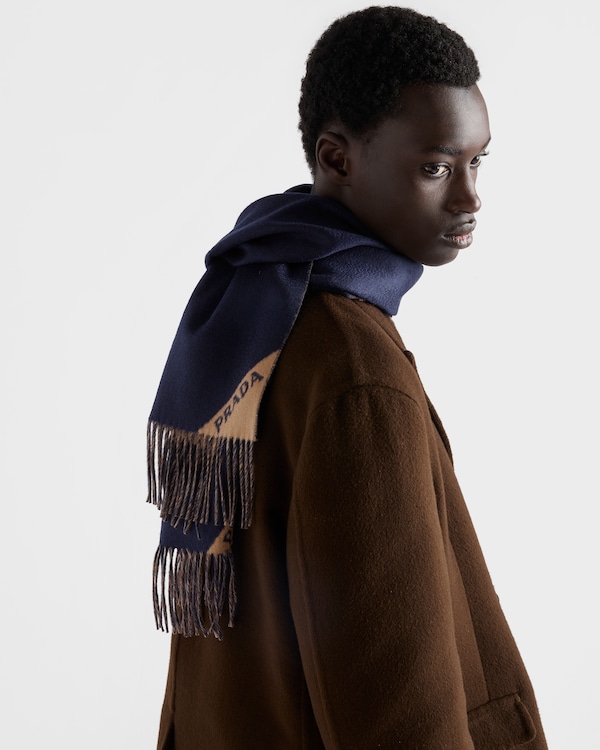 Double cashmere scarf - Blue/Camel Double cashmere scarf - Blue/Camel