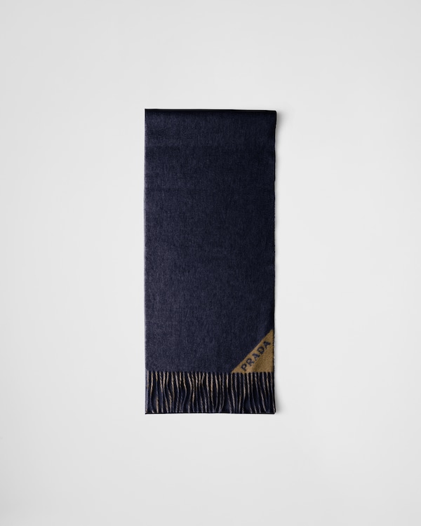 Double cashmere scarf - Blue/Camel Double cashmere scarf - Blue/Camel