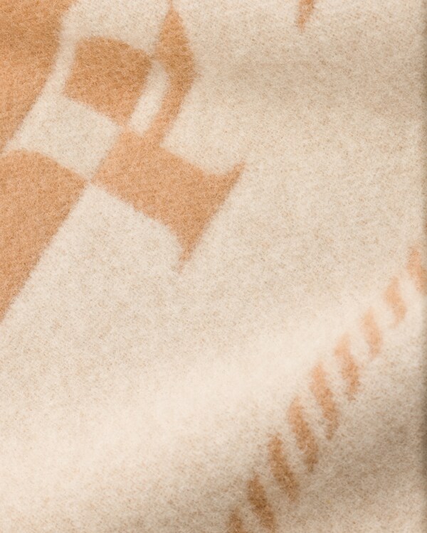 Small wool scarf with jacquard logo - Ivory/Camel Small wool scarf with jacquard logo - Ivory/Camel