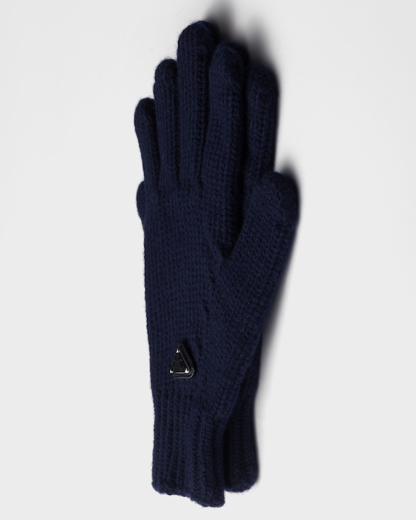 Wool and cashmere gloves - Navy Wool and cashmere gloves - Navy