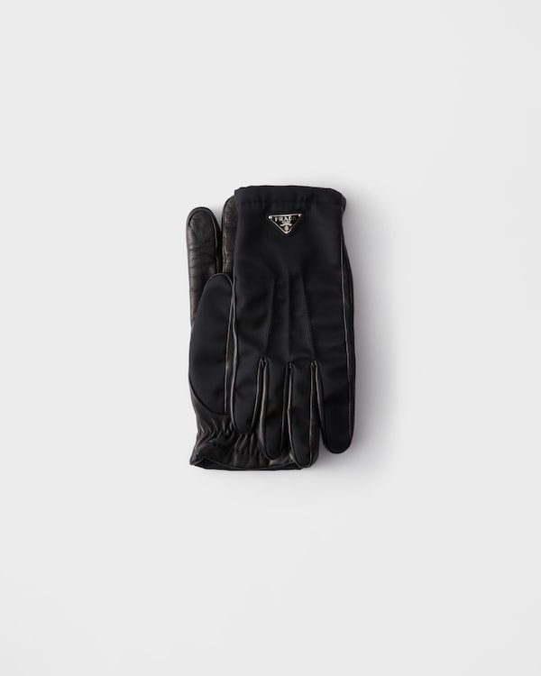 Re-Nylon and nappa leather gloves - Black Re-Nylon and nappa leather gloves - Black