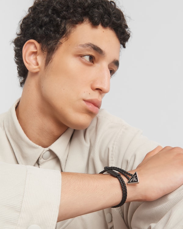 Braided nappa leather bracelet - Black Braided nappa leather bracelet - Black
