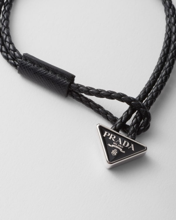 Braided nappa leather bracelet - Black Braided nappa leather bracelet - Black