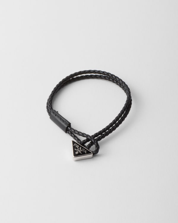 Braided nappa leather bracelet - Black Braided nappa leather bracelet - Black