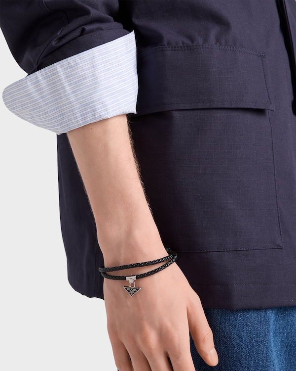 Braided nappa leather bracelet - Black Braided nappa leather bracelet - Black