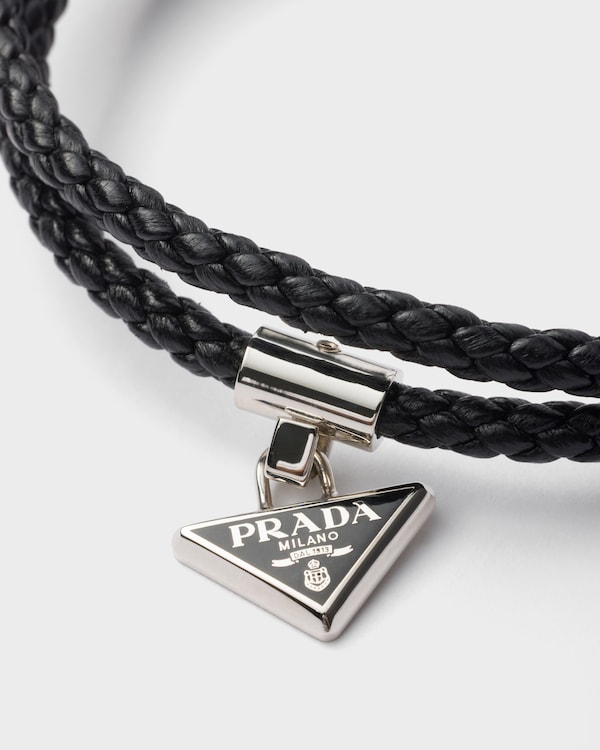 Braided nappa leather bracelet - Black Braided nappa leather bracelet - Black