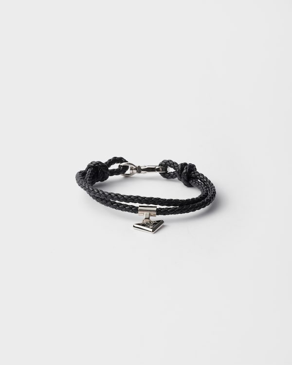 Braided nappa leather bracelet - Black Braided nappa leather bracelet - Black