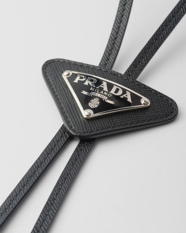 Saffiano leather bolo tie - Black Saffiano leather bolo tie - Black