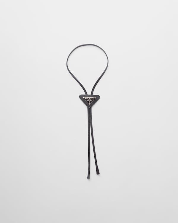 Saffiano leather bolo tie - Black Saffiano leather bolo tie - Black