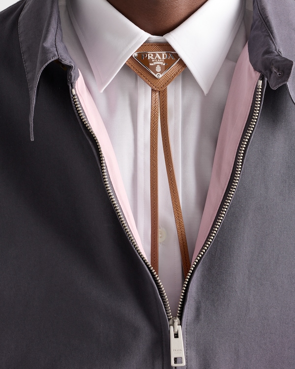 Saffiano 皮革Bolo 领带 - 浅棕褐色 Saffiano 皮革Bolo 领带 - 浅棕褐色