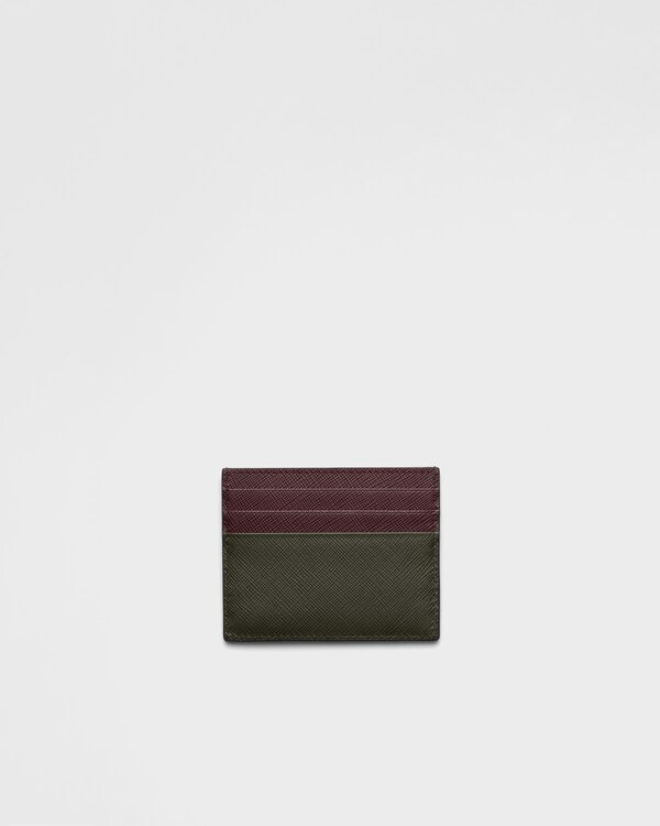 Saffiano leather card holder - Selva Green/Burgundy Saffiano leather card holder - Selva Green/Burgundy