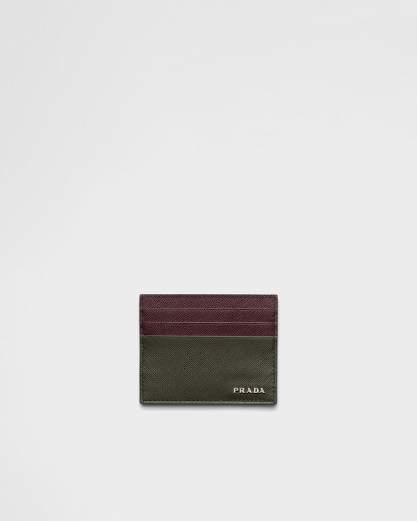 Saffiano leather card holder - Selva Green/Burgundy Saffiano leather card holder - Selva Green/Burgundy