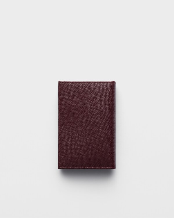 Saffiano Leather Card Holder - Burgundy Saffiano Leather Card Holder - Burgundy
