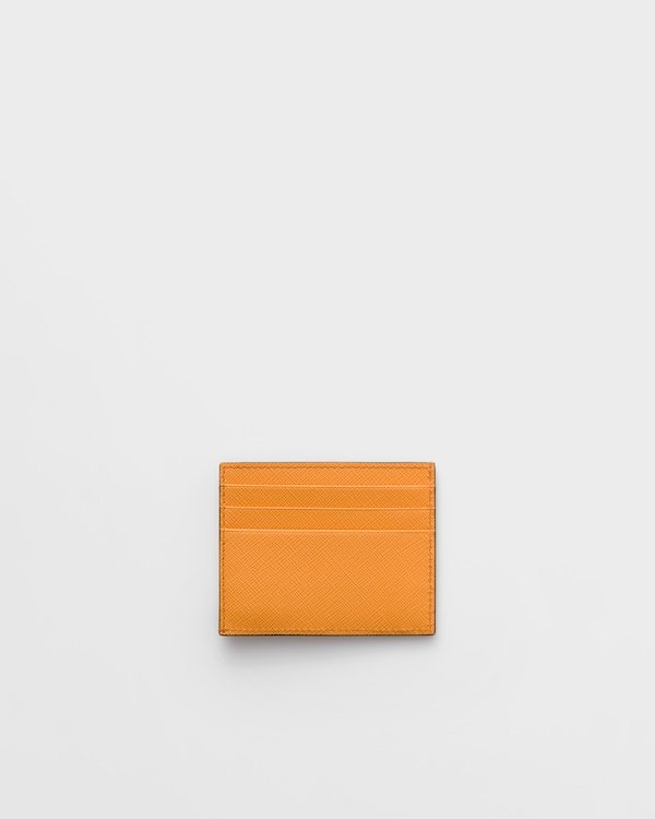 Saffiano leather card holder - Amber Saffiano leather card holder - Amber