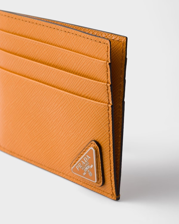 Saffiano leather card holder - Amber Saffiano leather card holder - Amber