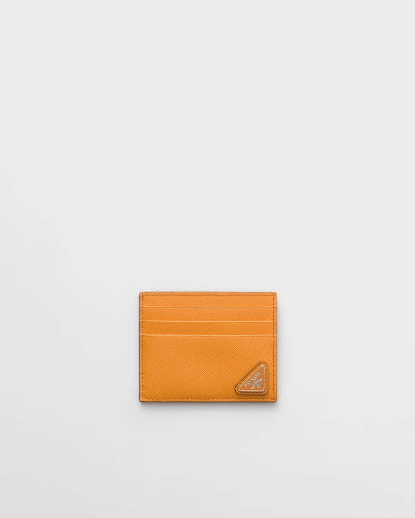 Saffiano leather card holder - Amber Saffiano leather card holder - Amber