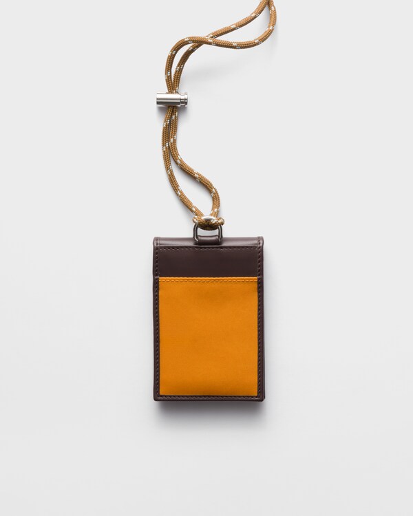 Prada Speedrock Re-Nylon and leather card holder with strap - Amber Prada Speedrock Re-Nylon and leather card holder with strap - Amber